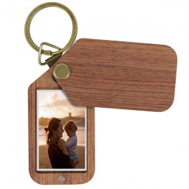Wood Photo Frame Keychain with Logo