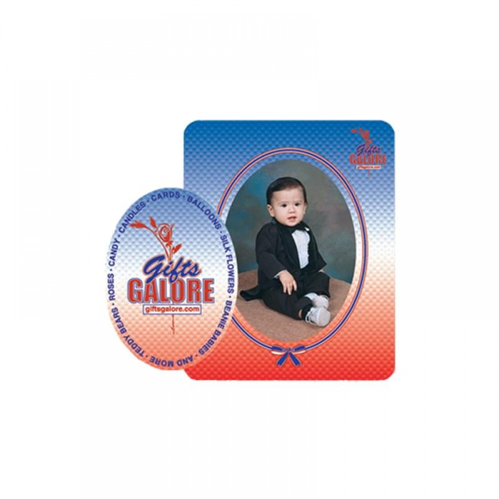 Promotional Picture Frame w/ Oval Shape Cut-Out Vinyl Magnet - 30mil