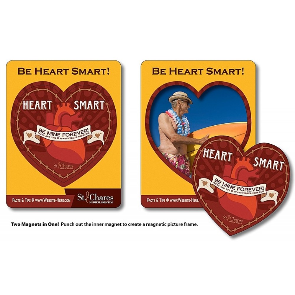 Awareness Magnet - Picture Frame Heart Punch (3.5x4.5) - 25 Mil. with Logo