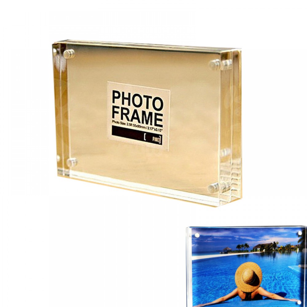 Magnetic Double Side Acrylic Photo Frame Custom Imprinted