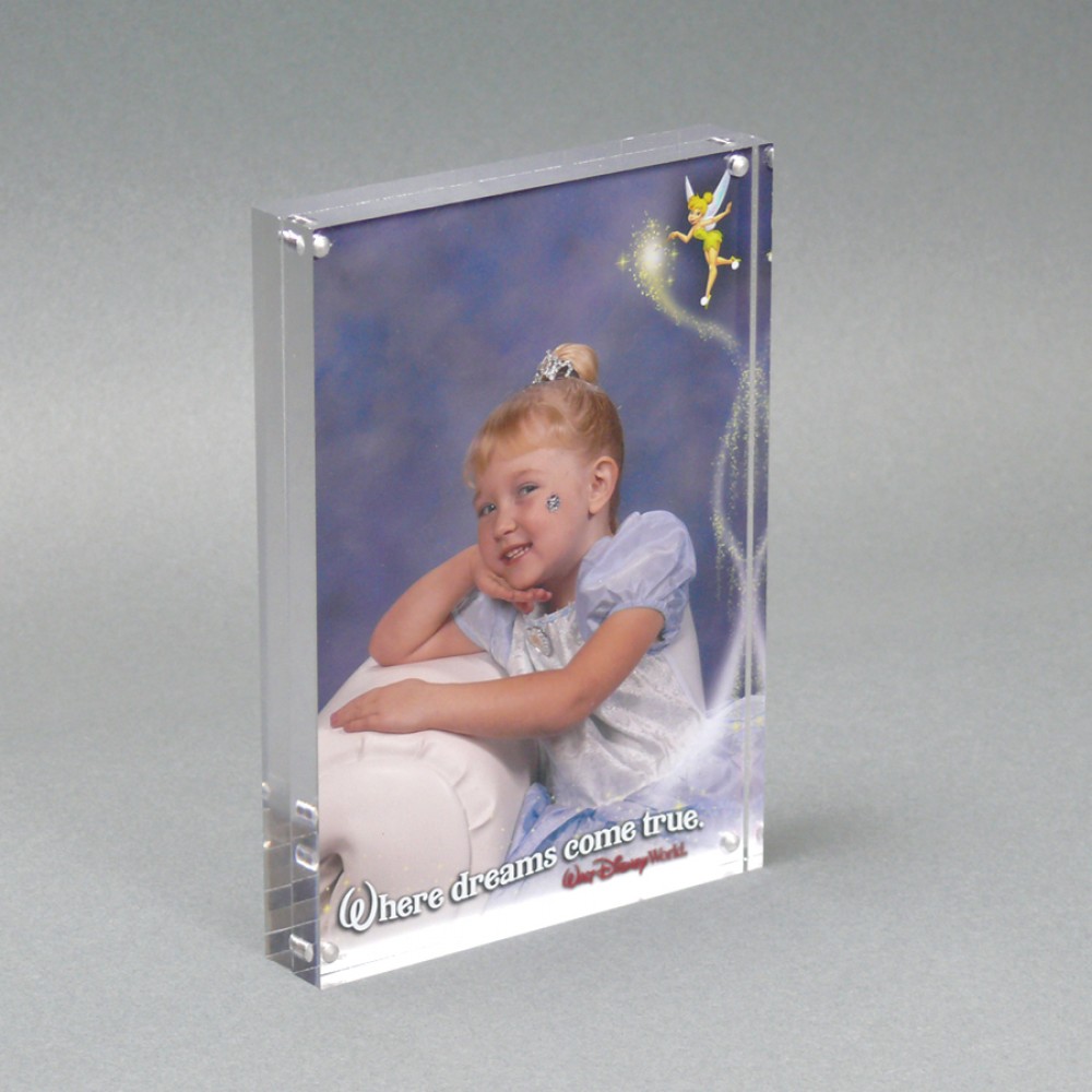 Acrylic Countertop Magnetic Frame, (2) 3/8" Panels, Holds 5w x 7h Custom Imprinted