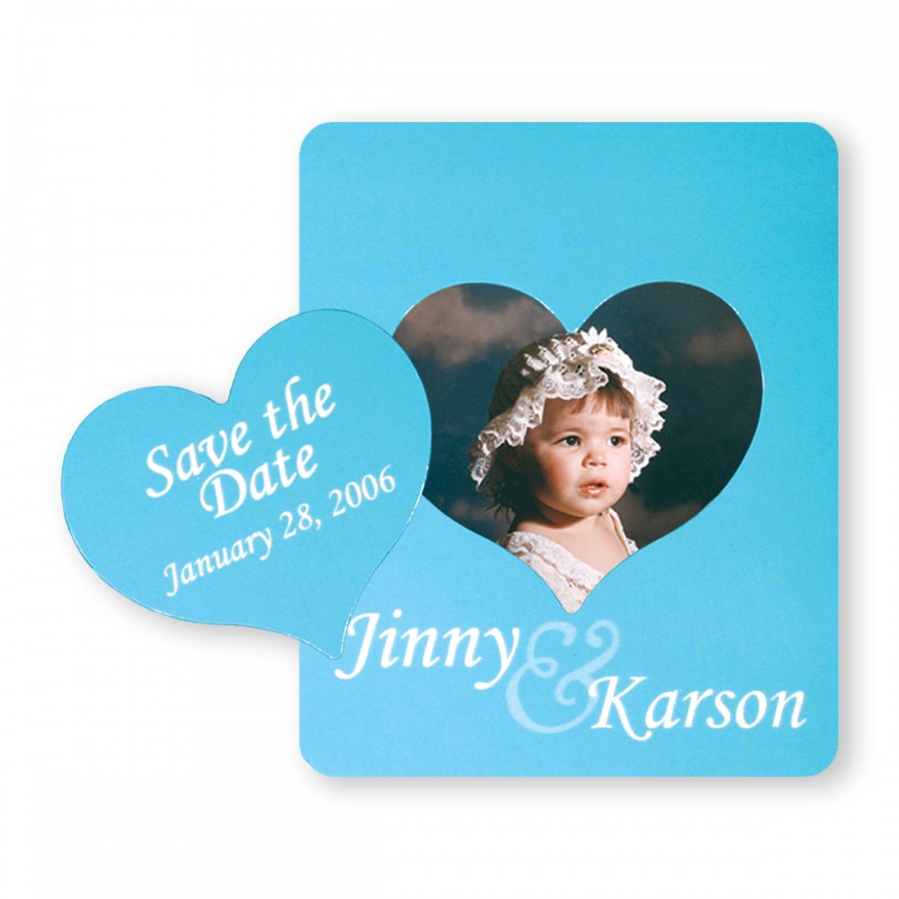 Picture Frame w/ Heart Shape Cut-Out Vinyl Magnet - 20mil with Logo