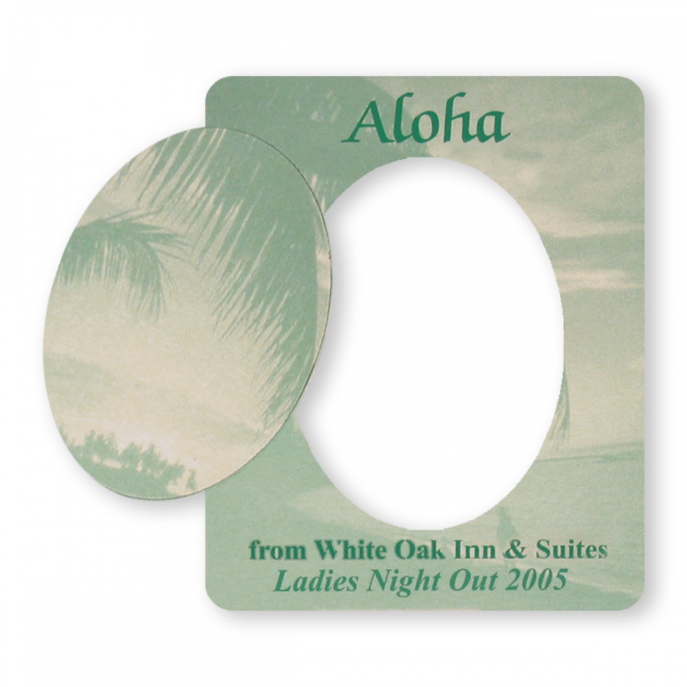 Personalized Picture Frame w/ Oval Shape Cut-Out Vinyl Magnet - 20mil