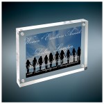 Self-Standing Acrylic Magnetic Rectangle Plaque/Photo Frame, Medium (5"x7") with Logo