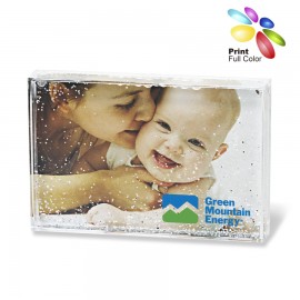 Promotional Acrylic Rectangle Photo Frame Block with Water & Glitters