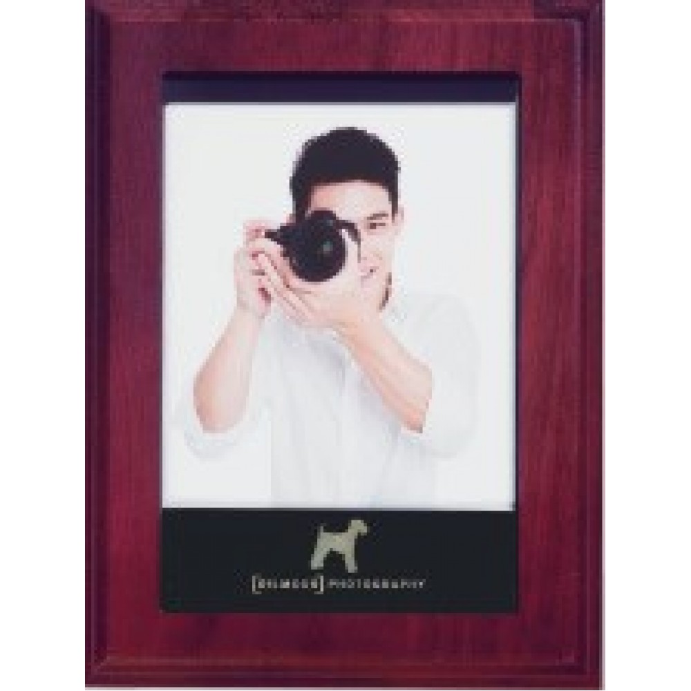 6" x 8" Mahogany Plaque w/Magnetic Photo Holder and Plate Custom Printed 6" x 8" Mahogany Plaque w/Magnetic Photo Holder and Plate Custom Printed