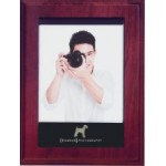 6" x 8" Mahogany Plaque w/Magnetic Photo Holder and Plate Custom Printed