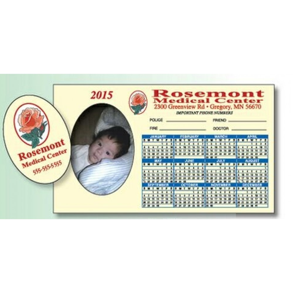 Logo Branded Picture Frame Calendar Magnet w/ Removable Oval Center (6" x 3 1/2") Logo Branded Picture Frame Calendar Magnet w/ Removable Oval Center (6" x 3 1/2")