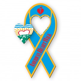 3.5" X 8" Awareness Ribbon Shape Vehicle Magnet - Heart Cutout with Logo