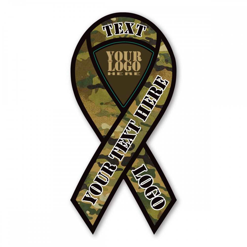 Customized Camo Ribbon Magnet - 3 7/8" x 8" - 30 mil - Outdoor Safe