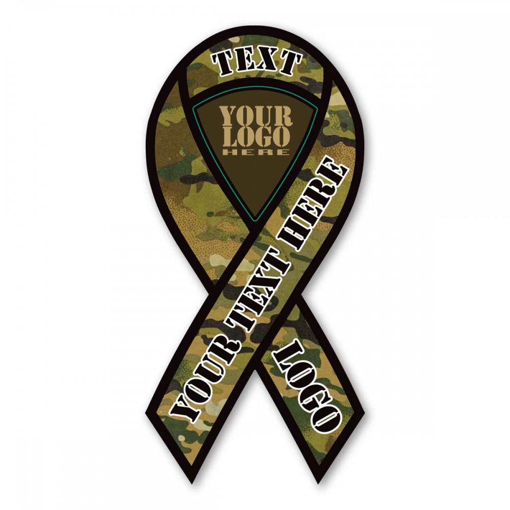 Personalized Camo Ribbon Magnet - 3 7/8" x 8" - 30 mil - Outdoor Safe Personalized Camo Ribbon Magnet - 3 7/8" x 8" - 30 mil - Outdoor Safe