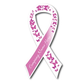Promotional 4" x 8" Breast Cancer Awareness Ribbon Car Magnet, .30 Mil