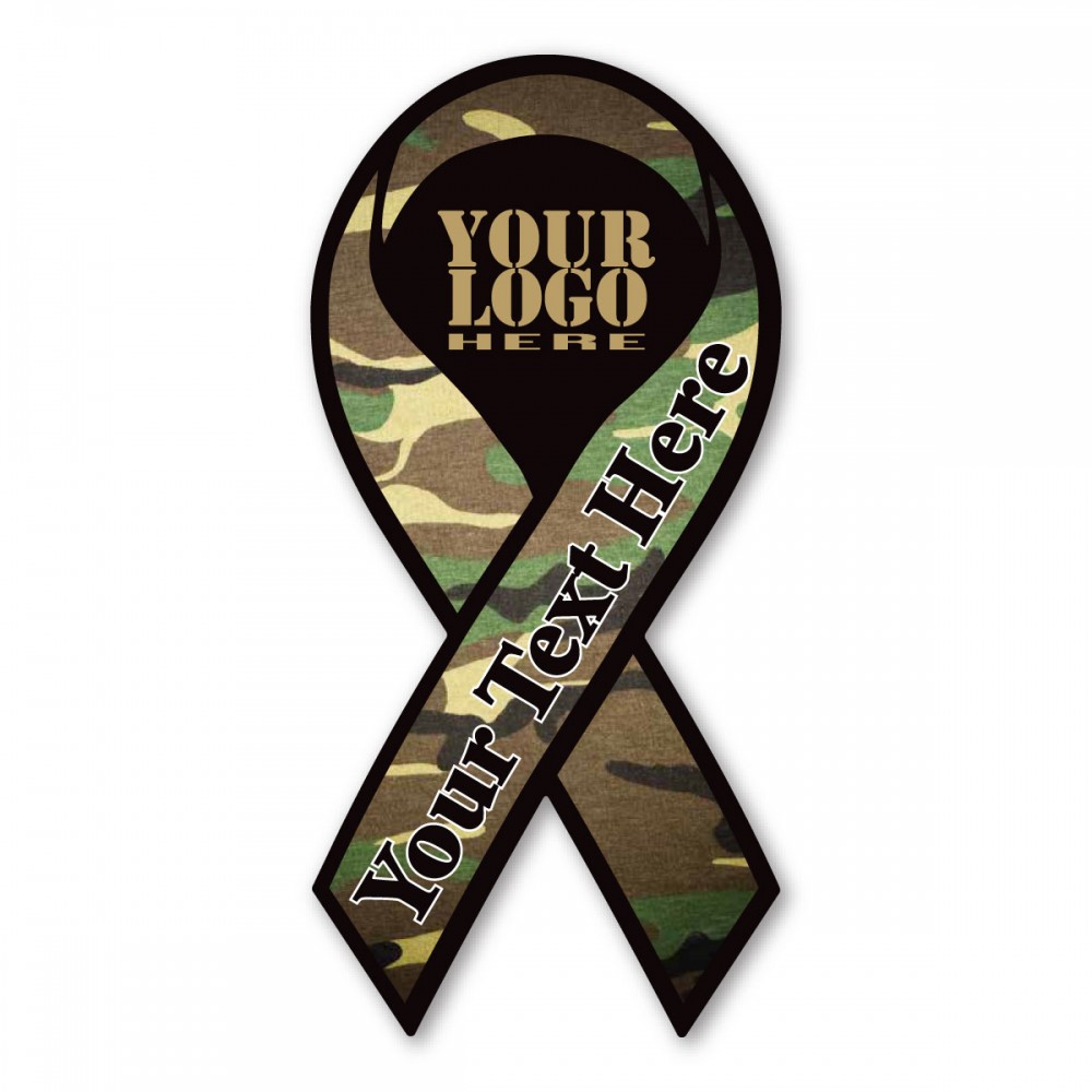 Personalized Camo Ribbon Magnet - 3 7/8" x 8" - 30 mil - Outdoor Safe Personalized Camo Ribbon Magnet - 3 7/8" x 8" - 30 mil - Outdoor Safe