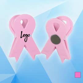 Pink Ribbon Magnetic Memo Clip Holder with Logo