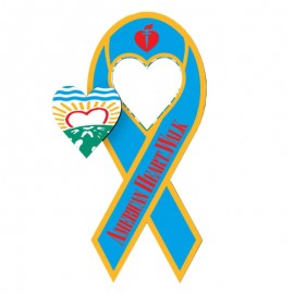 Customized 3.5" X 8" Awareness Ribbon Shape Vehicle Magnet - Heart Cutout