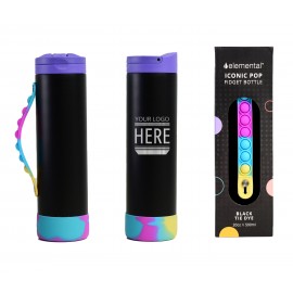 Custom Elemental 20oz Iconic Pop Fidget Bottle w/ Drinking Spout and Straw - Stress Relief Bottle