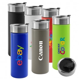 18 Oz. Newport Double Wall Stainless Steel Vacuum Insulated Canteen (Black) with Logo