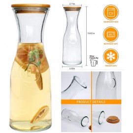 Personalized 35 oz Glass Pitcther with Wooden Caps