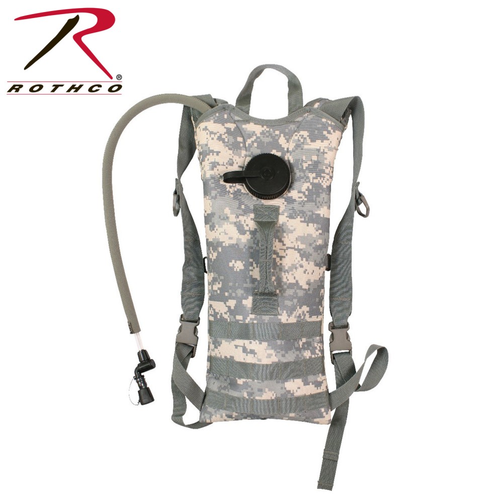 Logo Printed M.O.L.L.E. 3 Liter A.C.U. Digital Camo Backstrap Hydration System Logo Printed M.O.L.L.E. 3 Liter A.C.U. Digital Camo Backstrap Hydration System