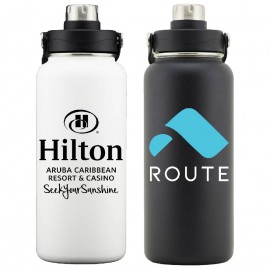 Custom Atlantis 34oz Stainless Steel Double Walled Vacuum Insulated Bottle (Black)