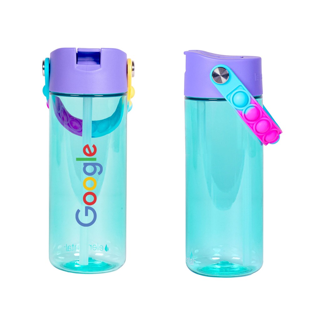 Custom 18oz. Splash Pop Fidget Bottle with Drinking Spout and Straw