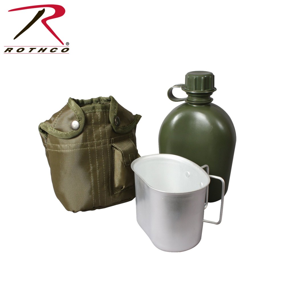 Custom Imprinted GI Type Olive Drab 1 Quart Plastic Canteen w/Cover & Cup Custom Imprinted GI Type Olive Drab 1 Quart Plastic Canteen w/Cover & Cup