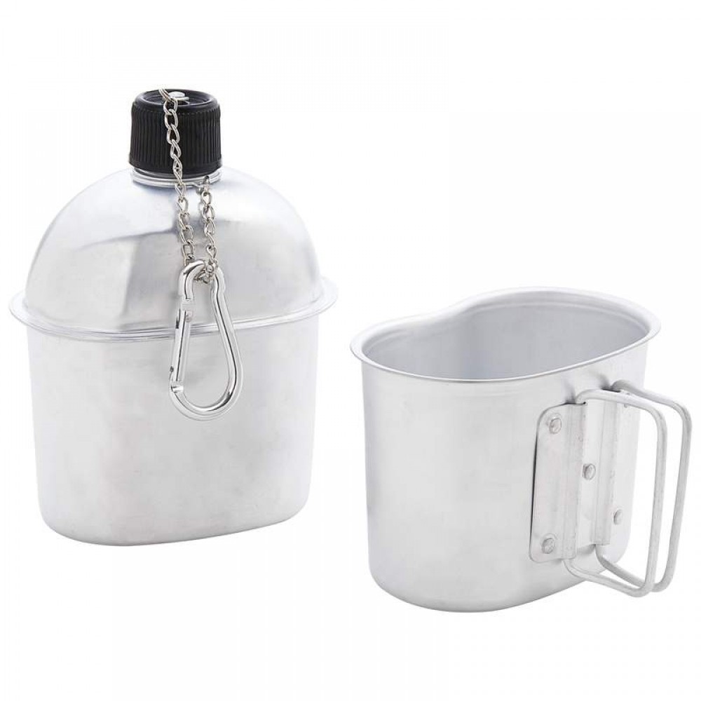 Logo Printed 32oz Aluminum Canteen w/Cover and Cup Logo Printed 32oz Aluminum Canteen w/Cover and Cup