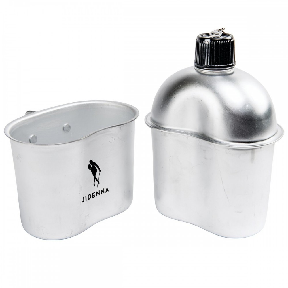 32oz Aluminum Canteen with Cover and Cup with Logo