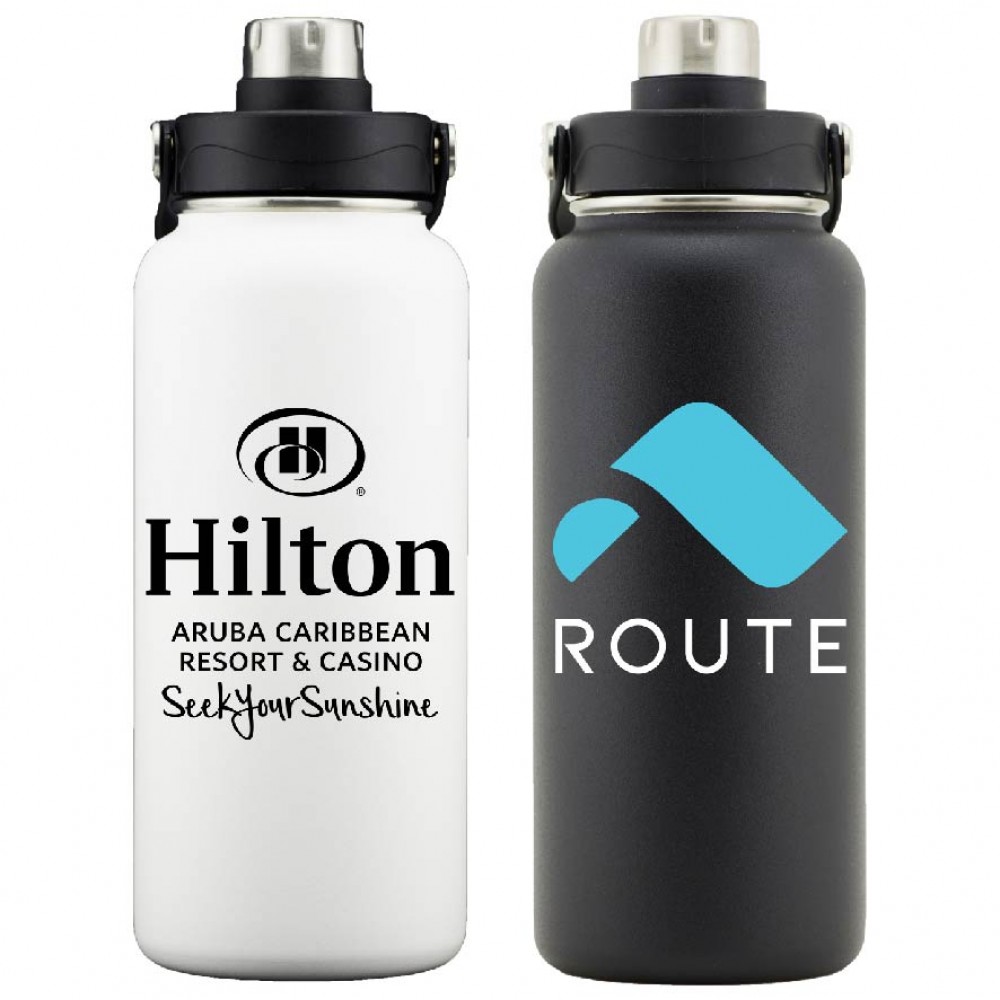 Atlantis 34oz Stainless Steel Double Walled Vacuum Insulated Bottle with Logo