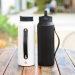 Promotional Elemental 32oz. Sport Insulated Stainless Steel Water Bottle w/ Drinking Spout and Straw