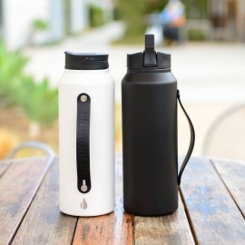 Elemental 32oz. Sport Insulated Stainless Steel Water Bottle w/ Drinking Spout and Straw with Logo