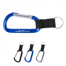 Logo Branded Branded Carabiner with Strap and Split Ring