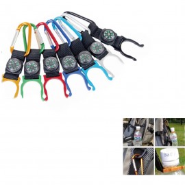 Logo Branded 3 in 1 Carabiner with Compass and Water Bottle Holder