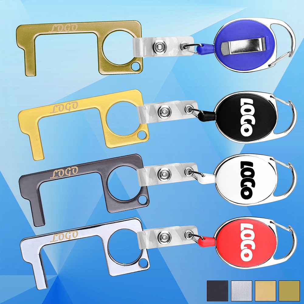 PPE Door Opener Closer No-Touch w/ Badge Reel Carabiner with Logo