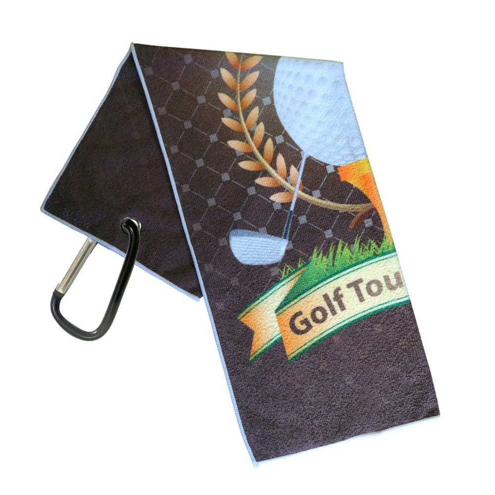 Sublimated Golf Towel with Premium Carabiner with Logo Sublimated Golf Towel with Premium Carabiner with Logo