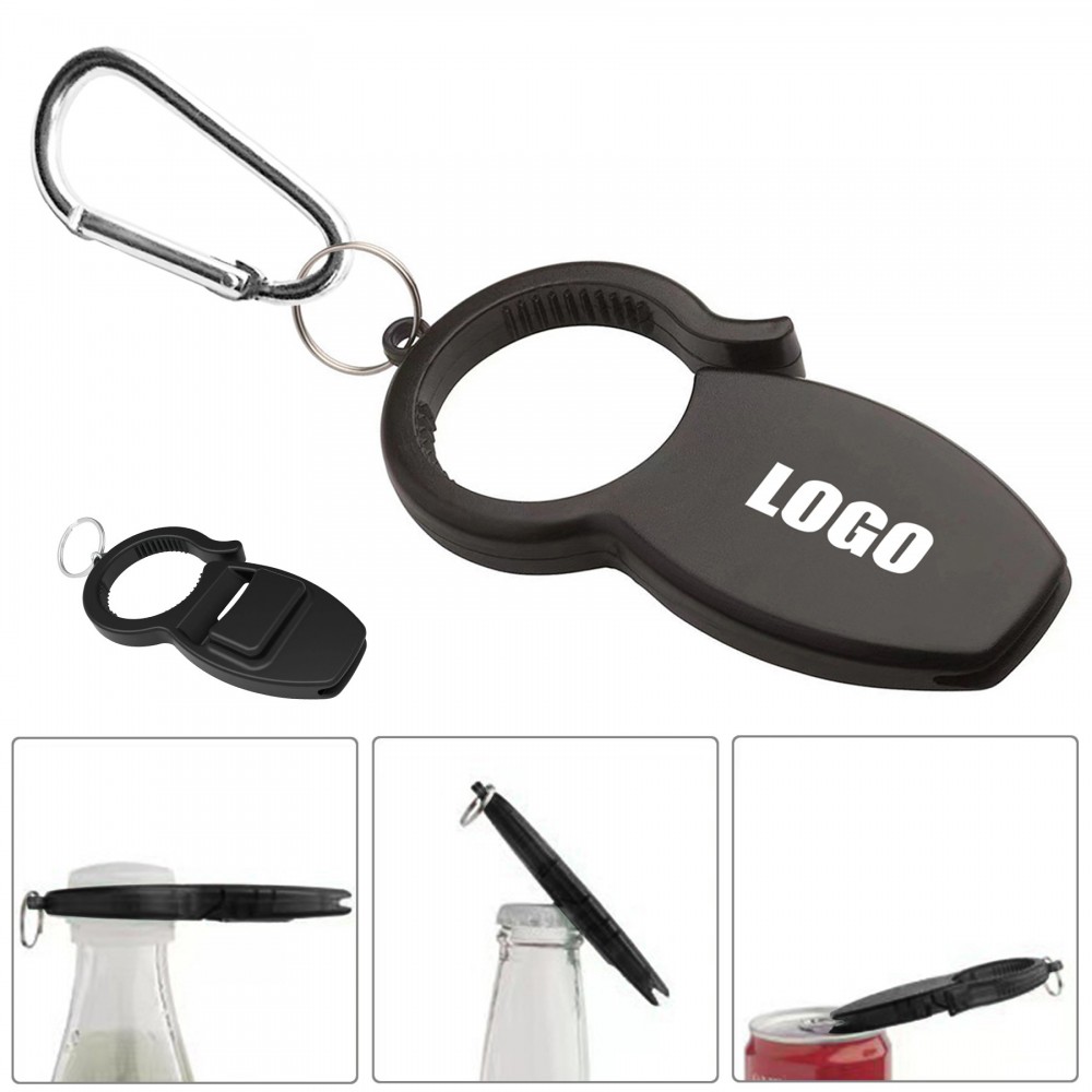 Stylish Tin Can Bottle Cap Opener With Carabiner with Logo