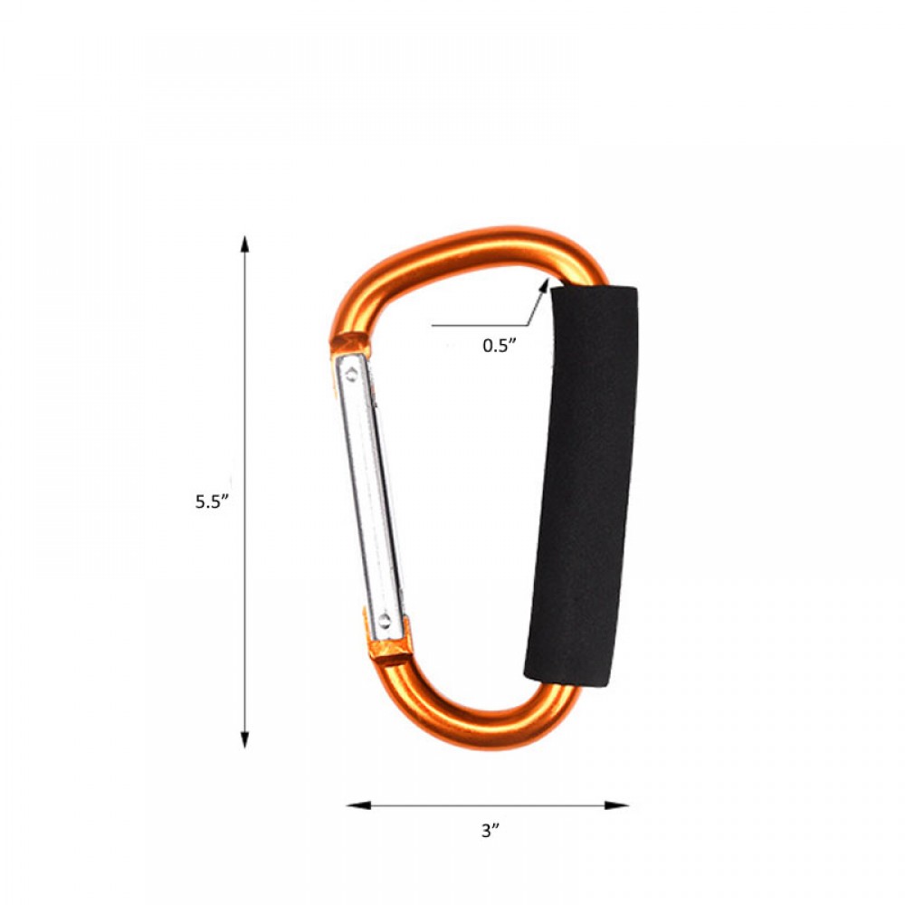 Custom Heavy Duty Aluminum Carabiner Clip and Stroller Hook 5 1/2" x 3" x 1/2" Multi Purpose Gear Hook