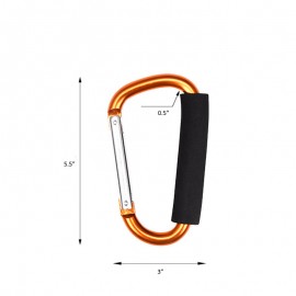 Custom Heavy Duty Aluminum Carabiner Clip and Stroller Hook 5 1/2" x 3" x 1/2" Multi Purpose Gear Hook