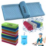 31 1/2" Quick Dry Microfiber Towel w/Carrying Pouch & Metal Carabiner Clip with Logo