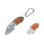 Small Wooden Handle Knife With Carabiner with Logo