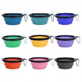Customized Collapsible Silicone Pet Bowl With Carabiner