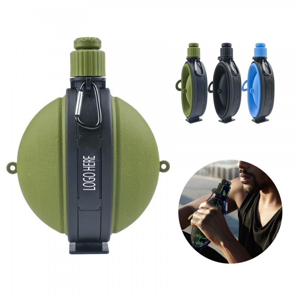 Foldable Portable Camping Sports Flask With Carabiner with Logo
