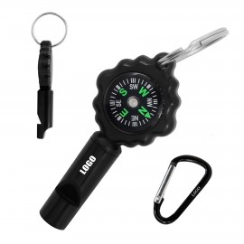 Customized Compact 2-in-1 Whistle and Compass With Carabiner Customized Compact 2-in-1 Whistle and Compass With Carabiner