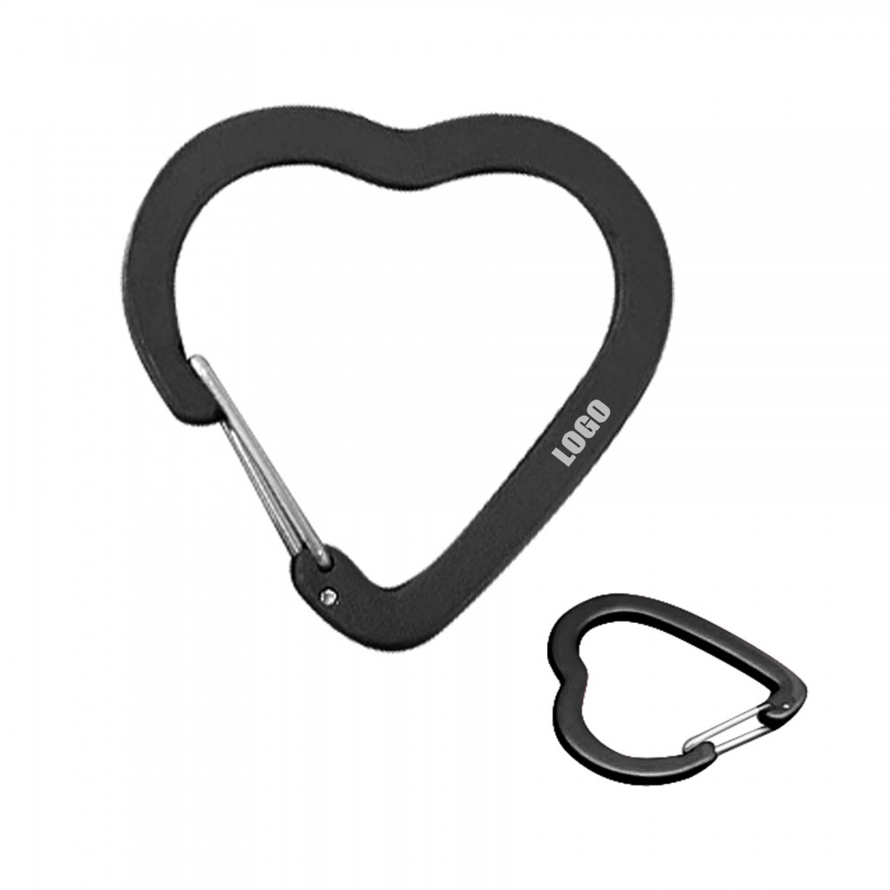 Logo Branded Charming Heart-Shaped Flat Aluminum Carabiners Logo Branded Charming Heart-Shaped Flat Aluminum Carabiners