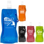 "Roll Up" 18 Oz. Foldable & Reusable Water Bottle w/Matching Carabiner with Logo