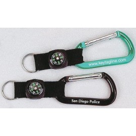 Promotional Black Carabiner w/Compass Strap