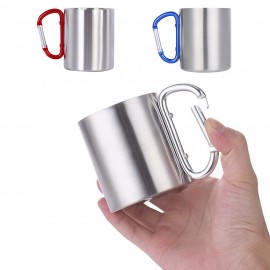 Promotional 7oz Stainless Steel Insulated Travel Mug with Carabiner Clip