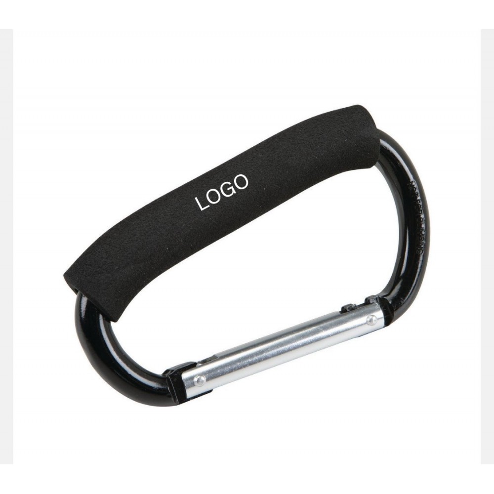 Large D-Shaped Carabiner Clip w/Comfort Grip with Logo Large D-Shaped Carabiner Clip w/Comfort Grip with Logo