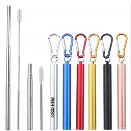 Logo Branded Reusable Collapsible Straws w/Metal Case
