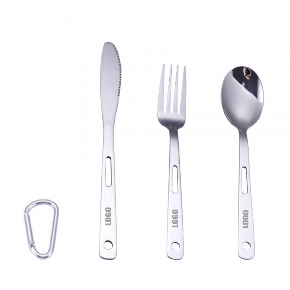 Personalized 3 In 1 Portable Stainless Steel Flatware Set With Carabiner Knife Fork Spoon Personalized 3 In 1 Portable Stainless Steel Flatware Set With Carabiner Knife Fork Spoon